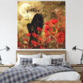 Frau in Poppies Canvas Print Leinwanddruck (Insitu (Schlafzimmer))