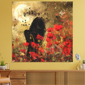 Frau in Poppies Canvas Print Leinwanddruck (Insitu (Wohnzimmer))