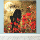 Frau in Poppies Canvas Print Leinwanddruck (Insitu (Holzboden))