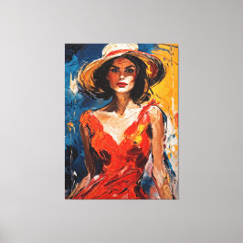 Frau in Red Cocktail Dress Leinwanddruck