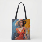 Frau in Red Cocktail Dress Tasche (Vorderseite)