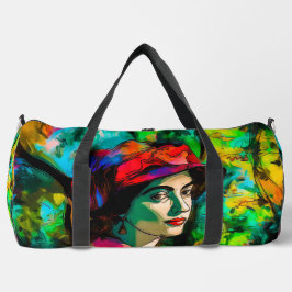 Frau in Red Hat Duffle Bag