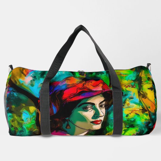 Frau in Red Hat Duffle Bag (Rückseite)