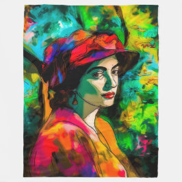 Frau in Red Hat Fleecedecke