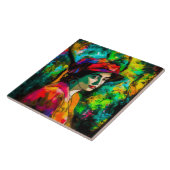 Frau in Red Hat Fliese (Seite)