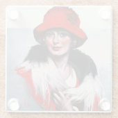 Frau in Red Hat Glasuntersetzer (Rückseite)
