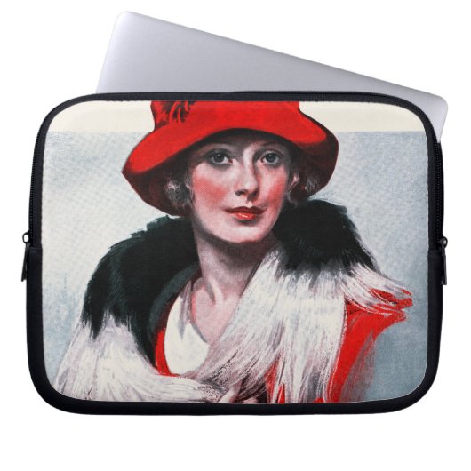 Frau in Red Hat Laptopschutzhülle (Vorderseite)
