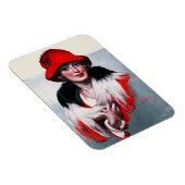 Frau in Red Hat Magnet (Rechte Seite)
