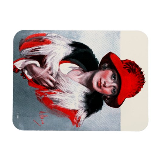 Frau in Red Hat Magnet (Horizontal)