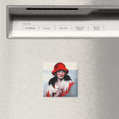 Frau in Red Hat Magnet (In Situ (Geschirrspüler))