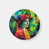 Frau in Red Hat Magnet (Vorne)
