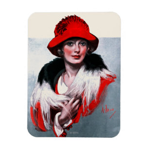 Frau in Red Hat Magnet