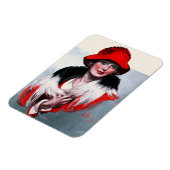 Frau in Red Hat Magnet (Linke Seite)