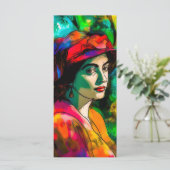 Frau in Red Hat Menükarte (Stehend Vorderseite)