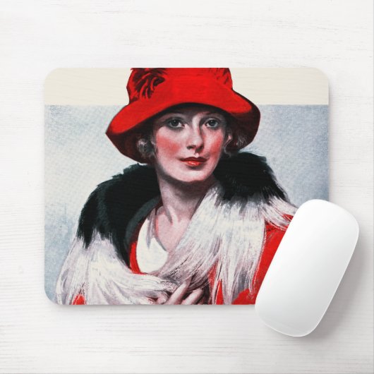 Frau in Red Hat Mousepad (Mit Mouse)