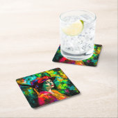 Frau in Red Hat Rechteckiger Pappuntersetzer (Vor Ort)