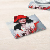 Frau in Red Hat Rechteckiger Pappuntersetzer (angewinkelt)