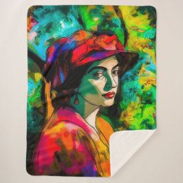 Frau in Red Hat Sherpadecke