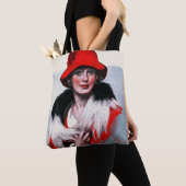 Frau in Red Hat Tasche (Von Nahem)