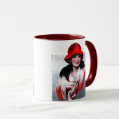 Frau in Red Hat Tasse (VorderseiteRechts)