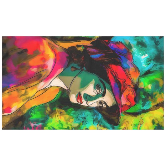 Frau in Red Hat Tischdecke (Vorderseite (Horizontal))