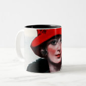 Frau in Red Hat Zweifarbige Tasse (Vorderseite Links)