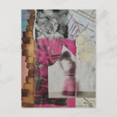 Frau in rosa abstrakte Collage Postkarte (Vorderseite)