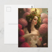 Frau in rosa Blume Postkarte (Vorne/Hinten)