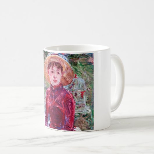 Frau in Rot, Berthe Morisot Kaffeetasse (VorderseiteRechts)