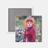 Frau in Rot, Berthe Morisot Magnet (Vorderseite/Rückseite)