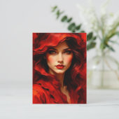 Frau in Rot Postkarte (Stehend Vorderseite)