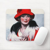 Frau in rotem Hut Mousepad (Mit Mouse)