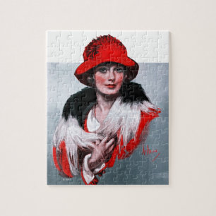 Frau in rotem Hut Puzzle
