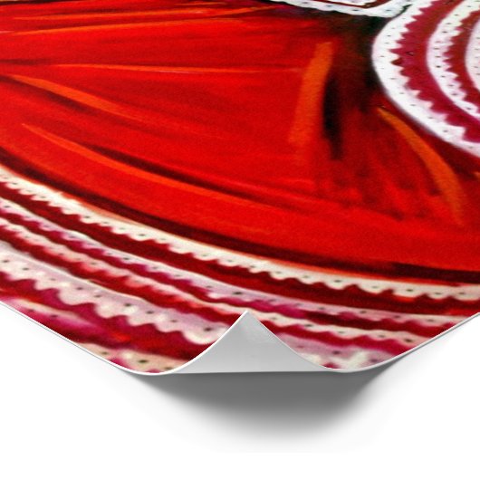 Frau in rotem Kleid Poster (Ecke)