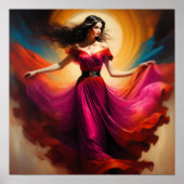 Frau in rotem Kleid Poster (Vorne)