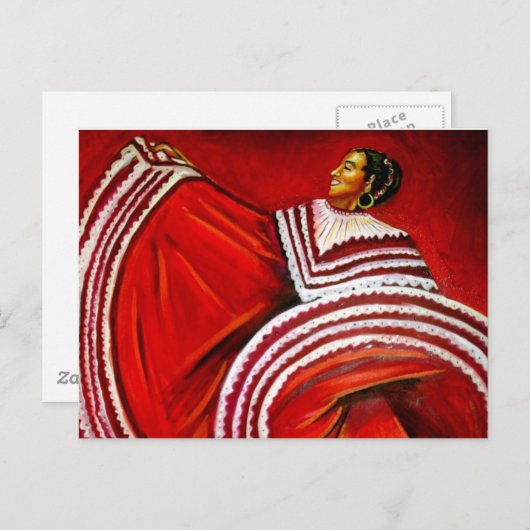 Frau in rotem Kleid Postkarte (Vorne/Hinten)