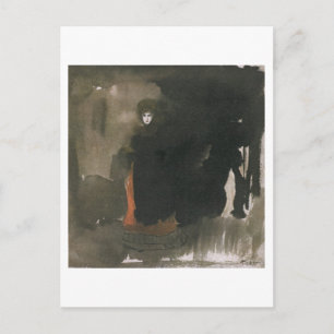 Frau in rotem Kleid (w/c auf Papier) Postkarte