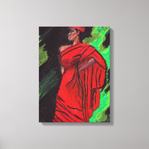 FRAU IN ROTER LEINWAND