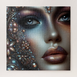 Frau in Schimmering Makeup und Juwelen Puzzle