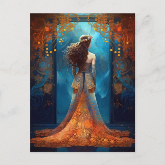 Frau in schöner Kleidung Fantasy Art Postcard Postkarte (Vorderseite)