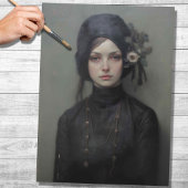 Frau in schwarz 1 Dekoupage Paper Seidenpapier