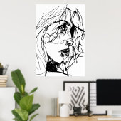 FRAU IN SCHWARZ UND WEISS POSTER (Heimbüro)