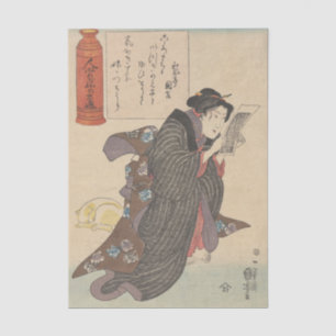 Frau in schwarzem Kimono von Utagawa Kuniyoshi     Seidenpapier