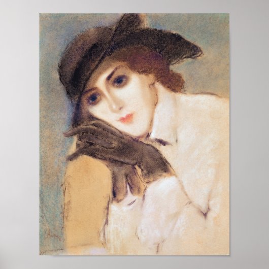 Frau in schwarzen Handschuhen Poster (Vorne)