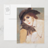 Frau in schwarzen Handschuhen Postkarte (Vorne/Hinten)