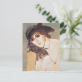 Frau in schwarzen Handschuhen Postkarte (Stehend Vorderseite)