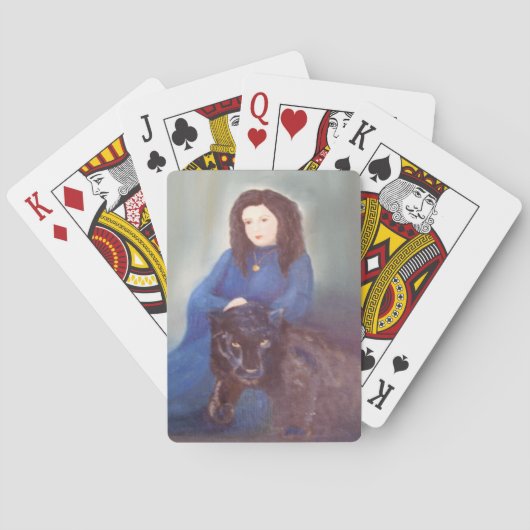 Frau in schwarzen Panther Spielkarten (Rückseite)