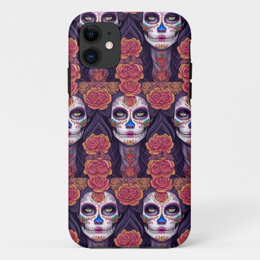 Frau in Sugar Skull Makeup Art Case-Mate iPhone Hülle (Rückseite)