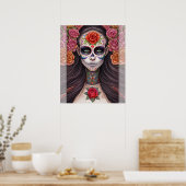 FRAU IN Sugar Skull Makeup - Sugar Skull Art Poster (Küche)