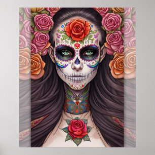 FRAU IN Sugar Skull Makeup - Sugar Skull Art Poster